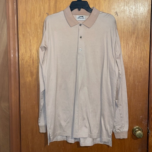 •SLAZENGER•NWOT TAN 3-BUTTON POLO COLLAR LONG SLEEVE SHIRT SIZE LARGE. - Picture 3 of 9